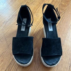 Steve Madden black suede platforms